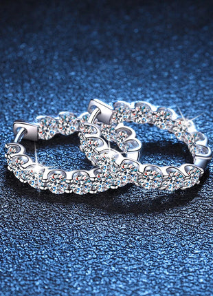 KNOBSPIN 2.6ct D Color Moissanite Earring 925 Sterling Sliver Plated White Gold Hoop Earring for Women Wedding Party Jewelry PlatiNum