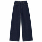 Women's Wide-Leg High-Waisted Dark Blue Denim Jeans, No Brand, Loose Cut That Flatters the Silhouette, Trendy Comfortable Fit, Versatile Urban Casual Style, Durable Denim Fabric, Perfect for Everyday Looks, Yw-1192J