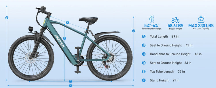 Bicicletta Elettrica Aairsk GT300 per Adulti, Batteria 36V10AH, 7 Velocità, con NFC, Pneumatici da 26 Pollici