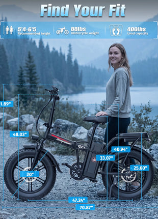 DEEPOWER G23 Bici Elettrica Pieghevole per Adulti, Motore ad Alta Coppia 90N·m, Batteria LG 48V 35Ah, Freni a Disco Meccanici, Pneumatici Fat 20×4.0, E-Bike Fuoristrada a Lunga Autonomia