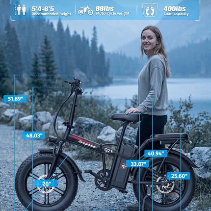 DEEPOWER G23 Bici Elettrica Pieghevole per Adulti, Motore ad Alta Coppia 90N·m, Batteria LG 48V 35Ah, Freni a Disco Meccanici, Pneumatici Fat 20×4.0, E-Bike Fuoristrada a Lunga Autonomia