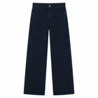 Women's High-Waisted Wide-Leg Jeans in Dark Navy Blue, Comfortable Stretch Denim Fabric, 5-Pocket Design, Slimming Effect, Hides Leg Imperfections, Elegant Casual Style for Daily Outfits and Work Looks Fx1338‑7