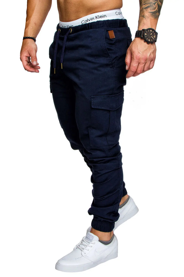 2025 New Male Trousers Mens Joggers Solid Multi-pocket Pants Sweatpants Men Pants Hip Hop Harem Joggers Pants Running men's gym