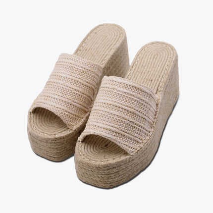 Soraia Shoes Women's Platform Sneakers Open Toe and Open Heel Wedge Sandals Summer High Heel Espadrilles Jute Shoes Summer Fashion Young Fashion PlatiNum