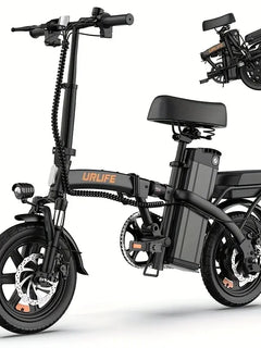 URLIFE F1L Bicicletta Elettrica Pieghevole da 14 Pollici, Motore 500W, Batteria Rimovibile 48V 7.5Ah, Autonomia 40KM, Sospensione Anteriore Idraulica, Freni a Disco Doppi, E-bike per Adulti e Pendolari Urbani