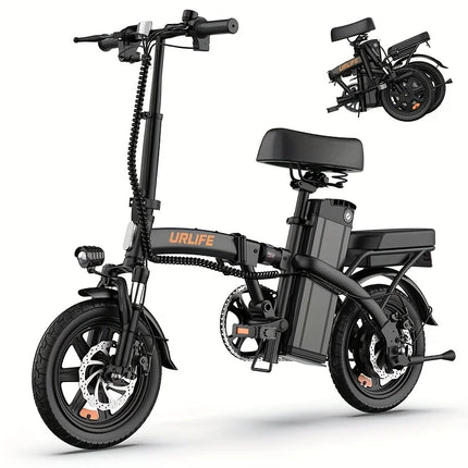 URLIFE F1L Bicicletta Elettrica Pieghevole da 14 Pollici, Motore 500W, Batteria Rimovibile 48V 7.5Ah, Autonomia 40KM, Sospensione Anteriore Idraulica, Freni a Disco Doppi, E-bike per Adulti e Pendolari Urbani
