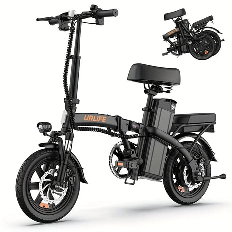 URLIFE F1L Bicicletta Elettrica Pieghevole da 14 Pollici, Motore 500W, Batteria Rimovibile 48V 7.5Ah, Autonomia 40KM, Sospensione Anteriore Idraulica, Freni a Disco Doppi, E-bike per Adulti e Pendolari Urbani