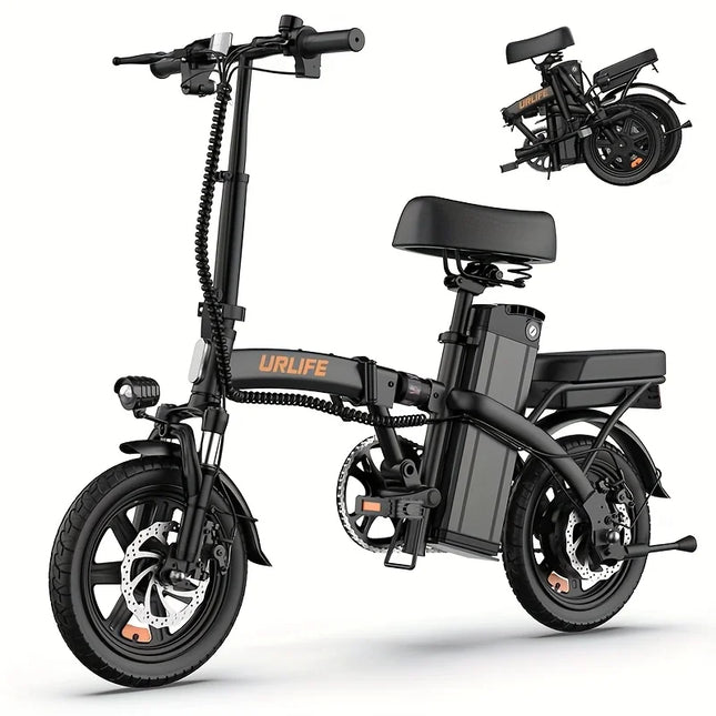 URLIFE F1L Bicicletta Elettrica Pieghevole da 14 Pollici, Motore 500W, Batteria Rimovibile 48V 7.5Ah, Autonomia 40KM, Sospensione Anteriore Idraulica, Freni a Disco Doppi, E-bike per Adulti e Pendolari Urbani