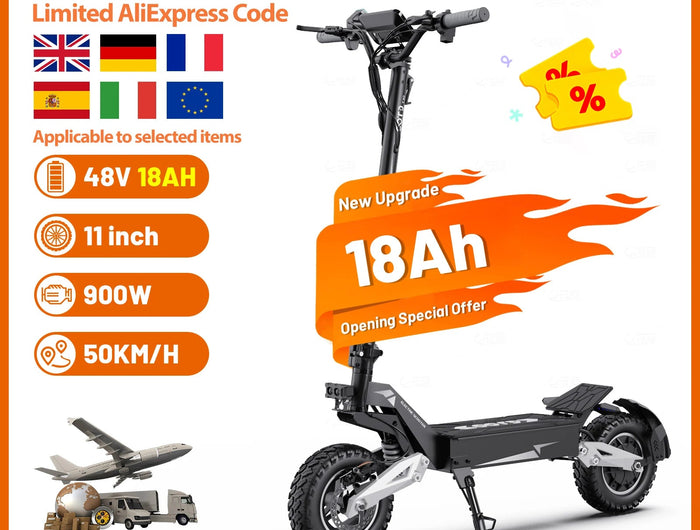 18Ah Monopattino Elettrico, OOTD T10, Motore Max 900W e Batteria 18Ah/13.5Ah, Autonomia 45-60km, Ruote All-Terrain da 11 Pollici platinumshop