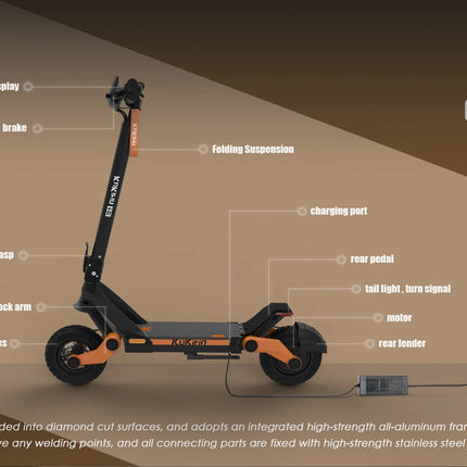 Monopattino Elettrico Kukirin G3 per Adulti, Motore da 1200W di Potenza, Batteria 52V18.2Ah, Velocità 50 km/h, Autonomia 63 km, Monopattino Elettrico Pieghevole da 10 Pollici per Fuoristrada platinumshop
