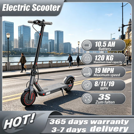 EU Stock 350W Electric Scooter 19 MPH 36V 10.5Ah App Controlled 3 Speed Settings Dual Brake System Foldable Electric Scooter For Outdoor Adventures