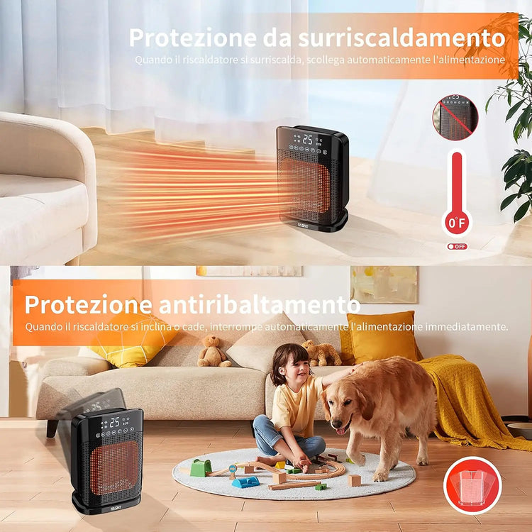 Ceramic Heater Fan 1800W, Energy Saving Electric Heater with Thermostat
