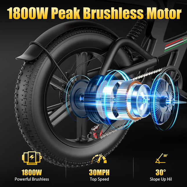 Off-road electric bicycle with 1800W brushless motor, mountain bike, snowbike, fully suitable for riding on all types of roads, electric bicycle for adults