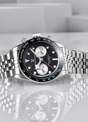 Nuovi orologi da uomo Panda DESIGN, orologio al quarzo di lusso Panda, cronografo sportivo da uomo, cronografo con vetro zaffiro, lenti AR, ceramica, leggero, impermeabile, in acciaio inossidabile, orologio da uomo, idea rega