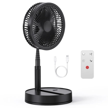 Ventilatore USB pieghevole e retrattile 2 in 1, alimentato a batteria da 8000 mAh, con telecomando, silenzioso, ultra compatto, piccolo ventilatore per casa, ufficio, dormitorio, viaggi all'aperto
