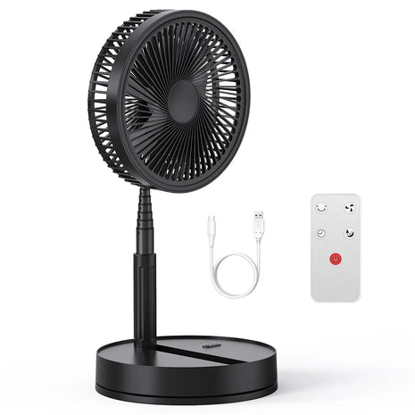 Ventilatore USB pieghevole e retrattile 2 in 1, alimentato a batteria da 8000 mAh, con telecomando, silenzioso, ultra compatto, piccolo ventilatore per casa, ufficio, dormitorio, viaggi all'aperto