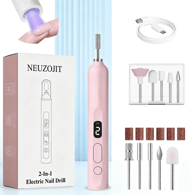 Cordless Nail Drill Electric Nail File Kit, Rechargeable Efile Set, Portable Acrylic Gel Nail Polish Remover Machine, Pedicure Manicure Tool, 11 Bits, 6 Sanding Bands, Salon Home