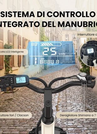 AAIRSK City Bicicletta Elettrica, Batteria 36V 13 Ah, 7 Velocità, Range fino a 60 km, NFC, Velocità
