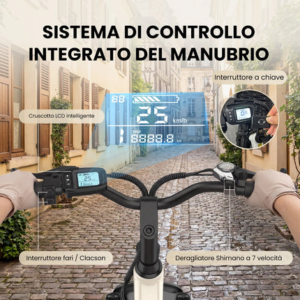 AAIRSK City Bicicletta Elettrica, Batteria 36V 13 Ah, 7 Velocità, Range fino a 60 km, NFC, Velocità 25 km/h, Ebike per adulti.