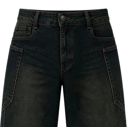 Women's Jeans Sickle Wide Leg Denim Dark Wash Vintage High Waist Comfy Wide Model Casual Streetwear For Daily Outputs No Restriction Jeans pants, Non Deformation Resistant Fabric FX5358