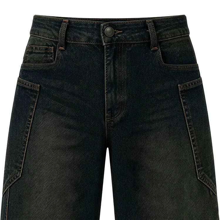 Women's Jeans Sickle Wide Leg Denim Dark Wash Vintage High Waist Comfy Wide Model Casual Streetwear For Daily Outputs No Restriction Jeans pants, Non Deformation Resistant Fabric FX5358