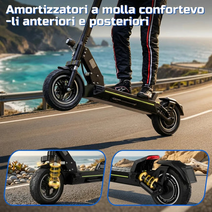 Monopattino Elettrico Adulto, Scooter Elettrico Pieghevole, Velocità Fino a 24.9 Km/h, 40Km di Autonomia, 10" Pneumatici Solidi, Carico massimo 120 kg, Doppia frenata