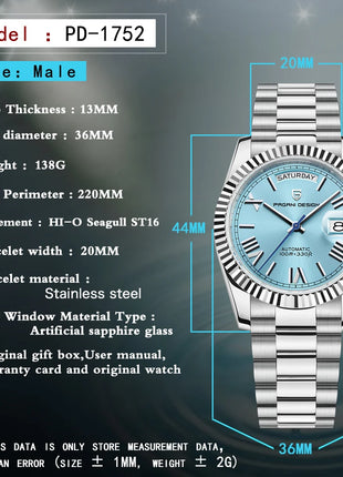 Nuovo orologio da uomo DESIGN PAGANI, orologio automatico di lusso per uomo, orologio meccanico da uomo, vetro zaffiro AR con data, consegna locale UE