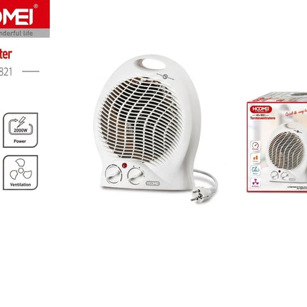2000W Fan Heater Portable Electric Space Heater with Thermostat, Tabletop Electric Heater for Home and Office, Overheat Protection