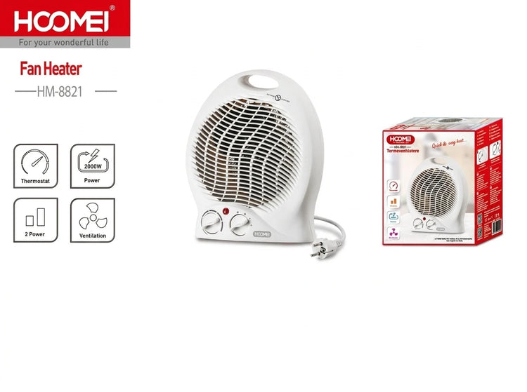 2000W Fan Heater Portable Electric Space Heater with Thermostat, Tabletop Electric Heater for Home and Office, Overheat Protection