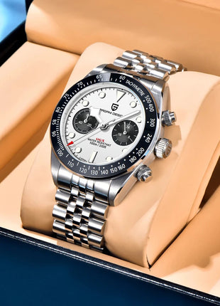 Nuovi orologi da uomo Panda DESIGN, orologio al quarzo di lusso Panda, cronografo sportivo da uomo, cronografo con vetro zaffiro, lenti AR, ceramica, leggero, impermeabile, in acciaio inossidabile, orologio da uomo, idea rega