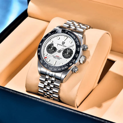 Nuovi orologi da uomo Panda DESIGN, orologio al quarzo di lusso Panda, cronografo sportivo da uomo, cronografo con vetro zaffiro, lenti AR, ceramica, leggero, impermeabile, in acciaio inossidabile, orologio da uomo, idea rega