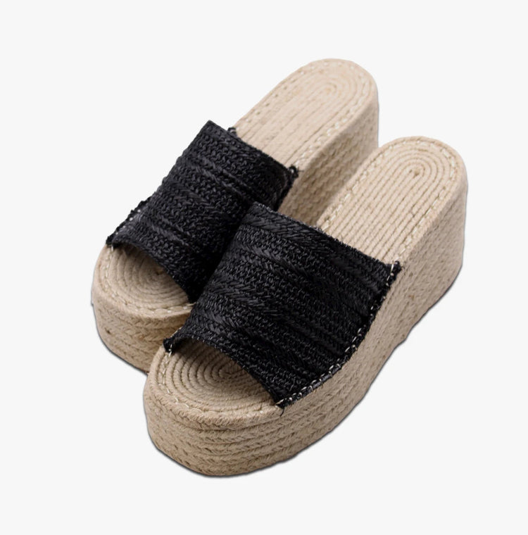 Soraia Shoes Women's Platform Sneakers Open Toe and Open Heel Wedge Sandals Summer High Heel Espadrilles Jute Shoes Summer Fashion Young Fashion PlatiNum