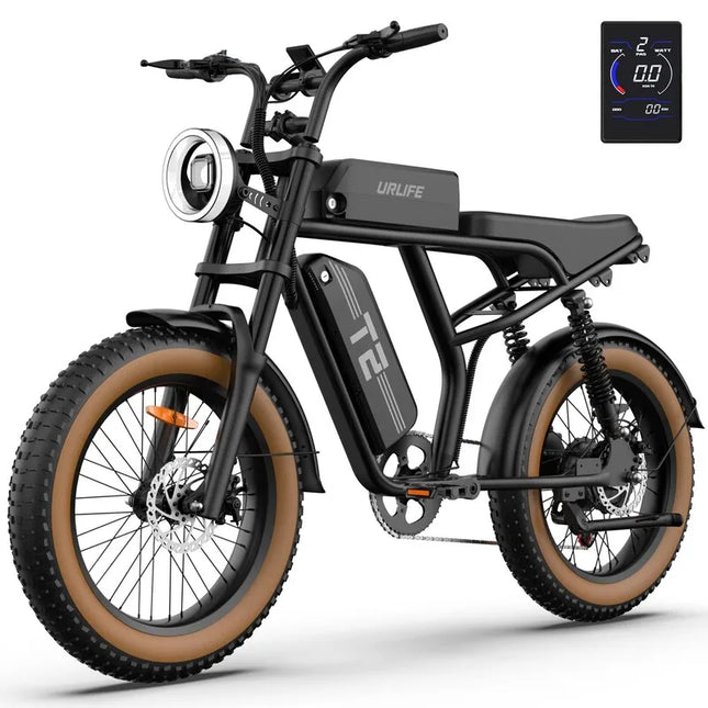URLIFE T2 Bici Elettrica Fat Tyre 250W 20" 48V 15.6Ah con Batteria Rimovibile, Bici Elettrica da Montagna per Adulti per Ogni Terreno