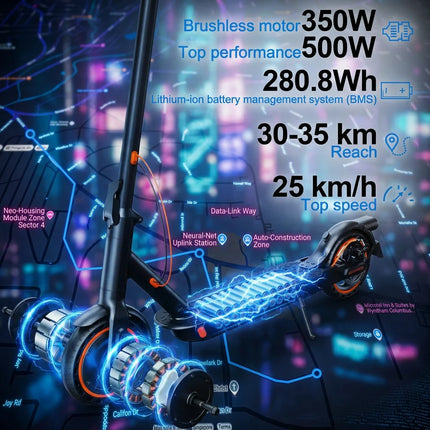 Monopattino Elettrico per Adulti TODIMART K3, Motore 350W, Batteria 36V 7.8Ah, Autonomia 35KM, Pieghevole, Controllo APP, Display LED, Pneumatici a Nido d'Ape, Cruise Control, E-Scooter per Pendolari Urbani