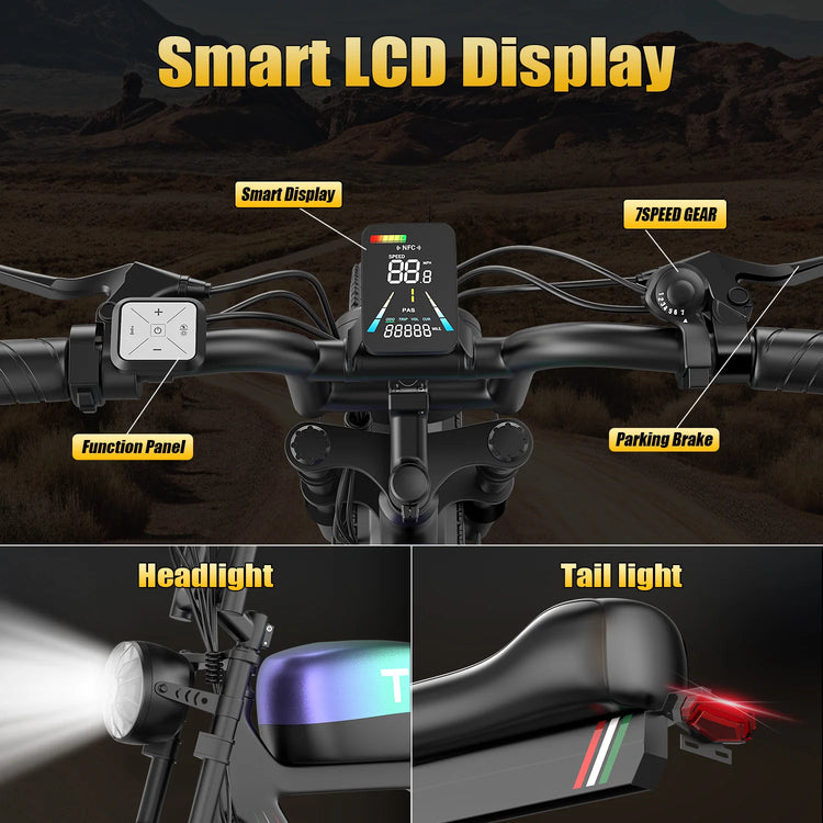 Bicicletta elettrica da fuoristrada con motore brushless da 1800W, mountain bike, snowbike, completamente adatta per la guida su tutti i tipi di strada, bicicletta elettrica per adulti