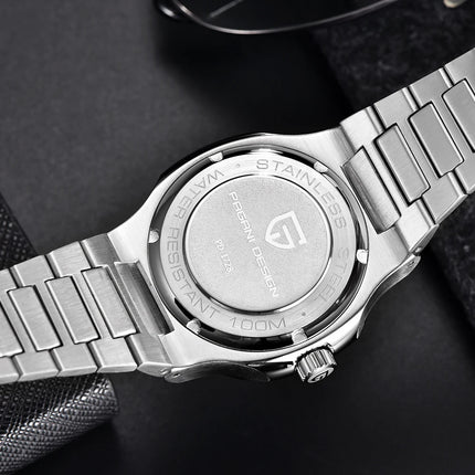 Nuovo Orologio Meccanico Automatico di Lusso Pugani da Uomo con Vetro Zaffiro Antiriflesso e Lancette Luminose, Orologio Sportivo da Uomo, Consegna Locale