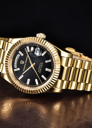Nuovo Orologio da Uomo di Lusso PAGANI DESIGN add36 Dorato 2026, Orologio Meccanico Automatico con Vetro Zaffiro AR Protettivo, Cassa in Acciaio Inossidabile, Datario, da Polso