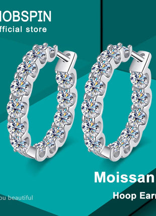 KNOBSPIN 2.6ct D Color Moissanite Earring 925 Sterling Sliver Plated White Gold Hoop Earring for Women Wedding Party Jewelry PlatiNum