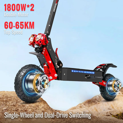 Monopattino Elettrico SUNNIGOO X7/X7PRO 3600W Doppio Motore Potente Velocità Massima 60-65km/h Pneumatici Fuoristrada da 11 Pollici Pieghevole Potente E-Scooter Autonomia 60KM Impermeabile IP54 Blocco NFC Freni Doppi Monopat