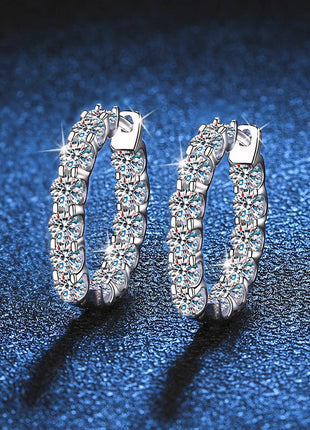 KNOBSPIN 2.6ct D Color Moissanite Earring 925 Sterling Sliver Plated White Gold Hoop Earring for Women Wedding Party Jewelry PlatiNum