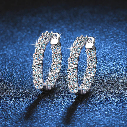KNOBSPIN 2.6ct D Color Moissanite Earring 925 Sterling Sliver Plated White Gold Hoop Earring for Women Wedding Party Jewelry PlatiNum