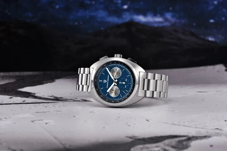 PAGANI DESIGN Nuovo Orologio da Uomo Turtle Back Cronografo al Quarzo con Vetro Zaffiro e Bracciale, Movimento Giapponese VK63, Spedizione Locale