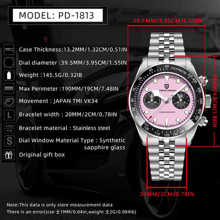 Nuovo PAGANI DESIGN 2026 Orologio da Uomo Panda, Orologio al Quarzo di Lusso, Cronografo con Quadrante in Zaffiro, Luminoso, Acciaio Inossidabile 316L, Spedizione Locale