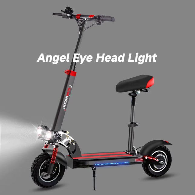 Monopattino elettrico SUNNIGOO per adulti, 10 pollici, fuoristrada, batteria al litio 48V, velocità massima   Monopattino Elettrico Pieghevole con Sedile, 45km/h, Lunga Autonomia, Potente Capacità di Salita, Portatile