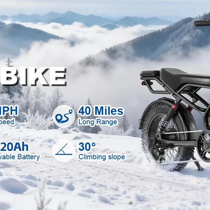 Bicicletta Elettrica BK20 48V20Ah con Celle al Litio, Veicolo Elettrico da Montagna con Motore da 1500W, Veicolo Elettrico per Adulti per il Pendolarismo Quotidiano, Veicolo Elettrico per Uso Esterno e Fuoristrada