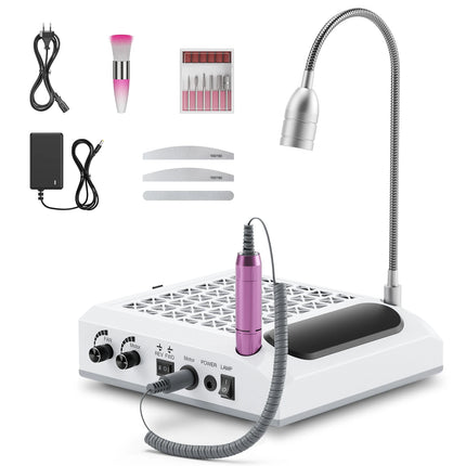 Professional Portable Multi-function 80W Nail Dust Removal Lighting Intelligent 4-in-1 Nail Lamp Grinder Dust Collector Machine