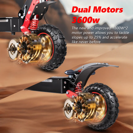 Monopattino Elettrico SUNNIGOO X7/X7PRO 3600W Doppio Motore Potente Velocità Massima 60-65km/h Pneumatici Fuoristrada da 11 Pollici Pieghevole Potente E-Scooter Autonomia 60KM Impermeabile IP54 Blocco NFC Freni Doppi Monopat