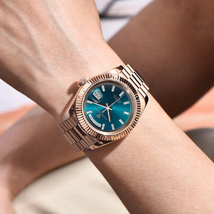 Nuovo orologio automatico di lusso PAGANI DESIGN da uomo, oro rosa, con movimento meccanico, vetro zaffiro AR, data, acciaio inossidabile, regalo per uomo