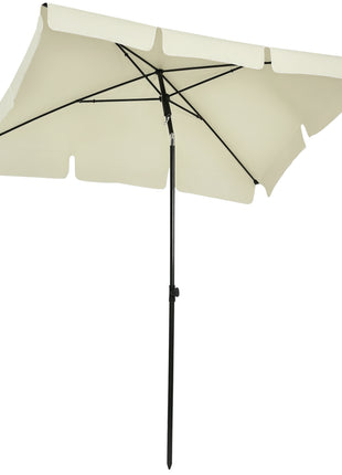 Outsunny Ombrellone da giardino rettangolare dritto inclinabile in alluminio e poliestere ad alta densità 2 x m 1,3 beige chiaro