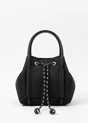 Borsa in Nylon BIM - Borsa a Secchiello da Donna con Chiusura a Coulisse - Elegante Borsa a Spalla con Tracolla Sportiva Rimovibile - Design Trendy Senza Marchio con Logo in Rilievo